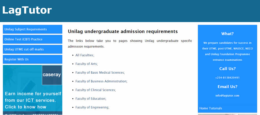 LagTutor Educational Services and Consultancy website screenshot